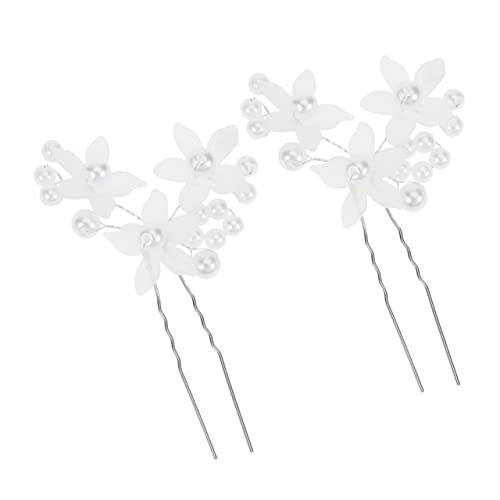 MAGICLULU 2St Brauthaarspange für die Hochzeit haarschmuck haar zubehör flower hair clips haircharm Haarspangen für Frauen Blumen-Haarspangen Haarnadel Haarklammer gefrostet Haargabel Weiß von MAGICLULU