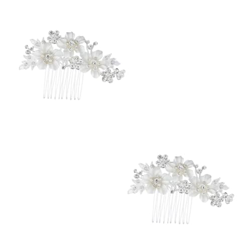 MAGICLULU 2St Brautkamm hochzeitshaar schmuck wedding hair accessories Perlenkopfschmuck für die Hochzeit florale Haarspange haarschmuck strass haar seitenkamm Strass-Hochzeits-Haarkamm Mode von MAGICLULU