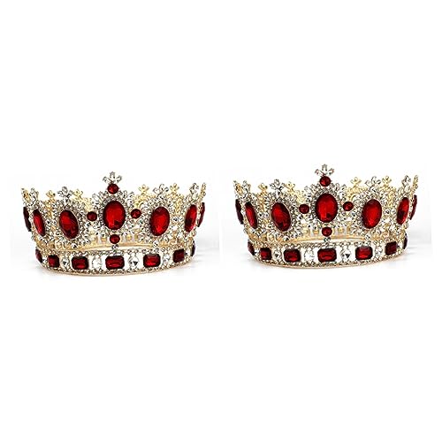 MAGICLULU 2St Brautkrone Kinder-Tiara Haarspangen für Damen haarschmuck haar spangen Haarklammer Kristallkrone Braut Haarband Braut Haarspange Hochzeit Kopfbedeckung schmücken Haarnadel rot von MAGICLULU