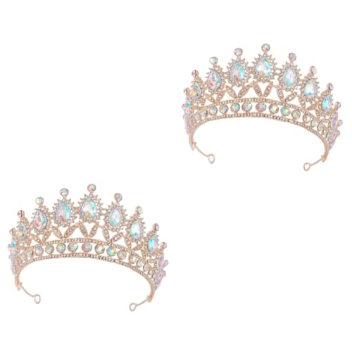 MAGICLULU 2St Diamantkrone mit Wassertropfen Stirnbänder für Mädchen Prinzessinnenkronen hair accessories for girls hochzeitshaar schmuck Haarschmuck Haarband Hochzeitsdiademe für die Braut von MAGICLULU