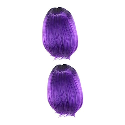 MAGICLULU 2St Bob-Haar mit Farbverlauf Kostümperücken glatte haarperücke halloween perücke perücken für halloween schwarze Perücke Frauen Bob Perücke Bob-Perücke Gradient kurze Hose Damen von MAGICLULU