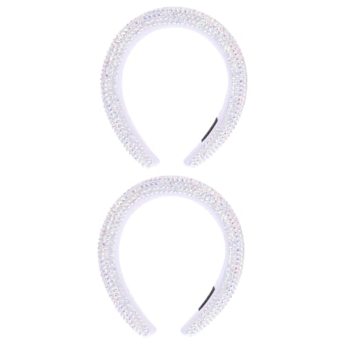 MAGICLULU 2St Full Diamond Stirnband mit breiter Krempe Vintage-Dekor Kristallverzierte Stirnbänder für Damen breites haarband party haarreif Schwämme Haargummis breitrandiger Kopfschmuck von MAGICLULU