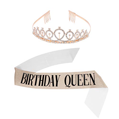 MAGICLULU 2St Geburtstagskrone Prinzessinnenkrone für Mädchen Tiara Haarbänder hochzeitsdeko die Krone Party dekorative Schärpe Kronen-Haarreifen bilden Kopfbedeckung Gürtel von MAGICLULU