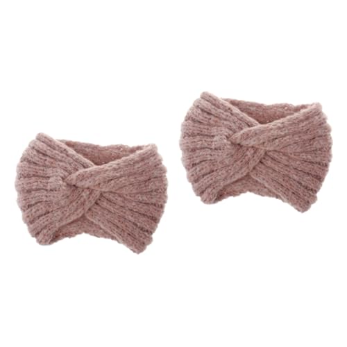 MAGICLULU Damen Stirnbänder 2St Stirnband aus Wollgarn haarschmuck Gehäkeltes verdrehtes Stirnband Ohrenwärmer Stirnband Mädchen Häkelnadel Haargummi Kreuzkopfschmuck gestrickte Haarreifen von MAGICLULU