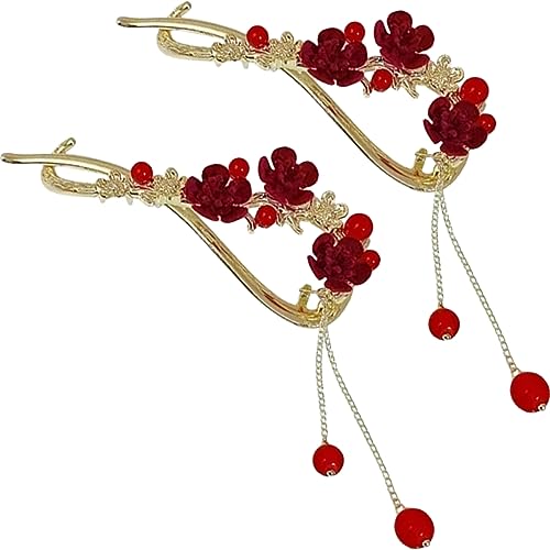 MAGICLULU 2St Griffigkeit Pflaumenblüten-Haarspange Kopfbedeckung für Damen im Sommer Haarklammer haarschmuck Klauenklammern aus Metall Blumenklauenclips die Blumen Geschenk von MAGICLULU