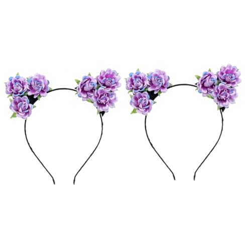 MAGICLULU 2St Haarreifen Stirnband für Mädchen Haarband mit Katzenohren flower hair clips blumenhaarklammer haarschmuck Katzenohren Haarband dekorative Stirnbänder niedlich von MAGICLULU