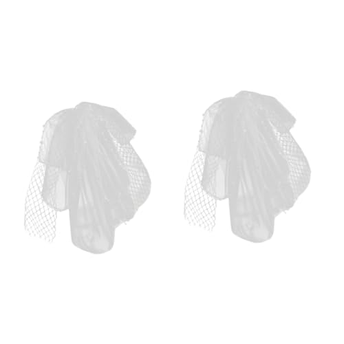 MAGICLULU 2St Haarschmuck Spitzenstirnband Tiara für die Hochzeit der Braut haar spangen klammern haare comb Vintage Netzschleier Braut Kopfschmuck Gittergewebe Kopfbedeckung schmücken Weiß von MAGICLULU