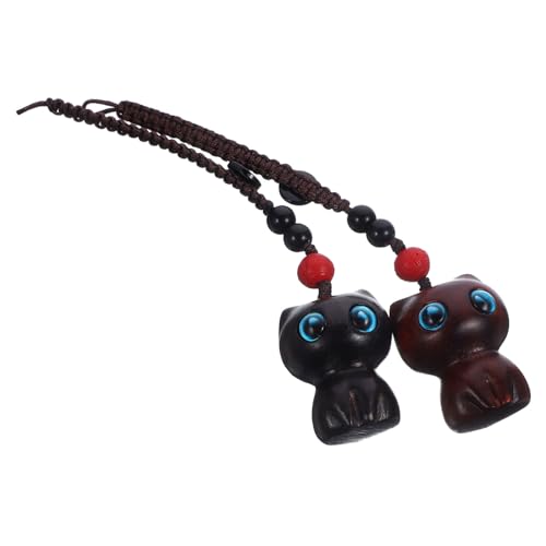 MAGICLULU 2St Katzenschmuck Reichtum Wohlstand Ornament japanische Wohnkultur Badezimmerdekorationen Schlüsselanhänger Katze Holzkatze für Zuhause Statue Skulptur von MAGICLULU