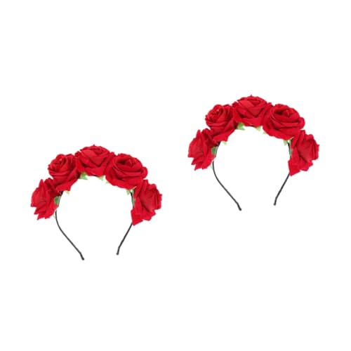 MAGICLULU 2St Kopfschmuck aus künstlichen Rosen bequemes Haaraccessoire Kopfbedeckungen für Damen haarschmuck Blumengirlande Haarreifen Stirnband konservierte Kranz Haarnadel von MAGICLULU