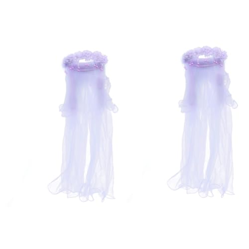 MAGICLULU 2St Mädchen Schleier kinder haarschmuck hair accessories for party kopfschmuck hochzeits haarschmuck Schleier zur Erstkommunion Schleier für Mädchen Kleid Kranz Violett von MAGICLULU