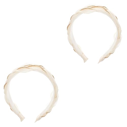 MAGICLULU 2st Organza Stirnband Geflochtene Haargummis Kopfbedeckung Organza Trendiger Schmuck Organza-stirnband Frühlingsdeko Stoffstirnband Kategorie Juwel Hochzeit Damen Plastik Weiß von MAGICLULU