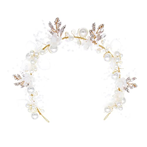 MAGICLULU 2St Perle und Diamant-Stirnband halloween haarschmuck weihnachts haarschmuck kinder stirnbänder Haarschmuck für die Hochzeit Haargummis Brautkopfschmuck für die Hochzeit Weben Weiß von MAGICLULU