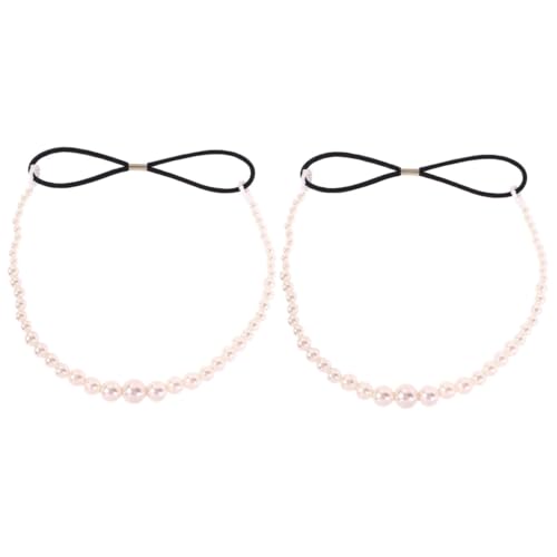 MAGICLULU 2St Perlenstirnband die Hochzeits Party Haarschmuck Haarbänder für haar zubehör haircharm Make-up-Stirnband Damenhaar Stirnbänder für Frauen Mädchen Fräulein Imitationsperlen Weiß von MAGICLULU