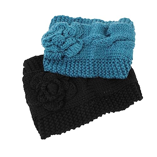 MAGICLULU 2St Stirnband aus Blumenwolle elastische haargummi elastisches haarband winddicht Ohr Häkelnadel haarschmuck frauen kopfschmuck warmes Stirnband Herbst und Winter Kopfbedeckung von MAGICLULU