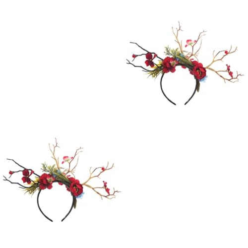 MAGICLULU 2St Stirnband festival haarschmuck Festlicher Haarschmuck Zweig Geweih Kopfschmuck Haarband für Frauen Tiara Blumenweihnachtskopfschmuck Weihnachtskopfbedeckung die Blumen das Foto von MAGICLULU