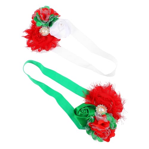 MAGICLULU 2St Stirnband für Kinder Weihnachts-Haarschmuck Stirnband mit Schleife für Kleinkinder Haarband baby stirnbänder Kopfschmuck aus Rosenblüten elastischer Kopfschmuck Blumen Schal von MAGICLULU