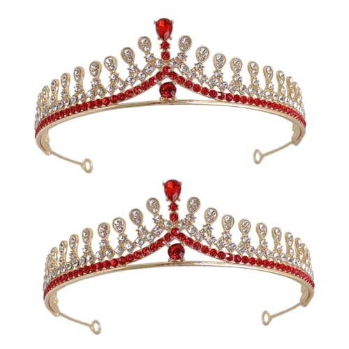 MAGICLULU 2st Tiara Strass-kopfschmuck Prinzessinnenkronen Für Mädchen Kopfbedeckungen Für Damen Haarschmuck Für Die Hochzeit Frauen Stirnband Rot Strass Fräulein Diamant von MAGICLULU