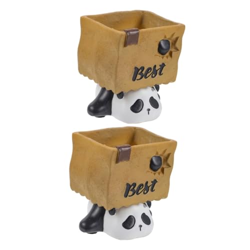 MAGICLULU 2st Bonsai-behälter Für Tiere Panda Sukkulenten Pflanzer Panda-sukkulentöpfe Bleistift Tasse Topf Panda-Figuren Saftige Vase Make-up-pinselbecher Büro Harz Schmuckstücke Ländlich von MAGICLULU