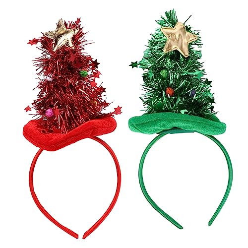 MAGICLULU 2St Weihnachtsstirnband christmas haarreif christmas headband Weihnachtsmütze für Erwachsene Motorhaube für Kinder Damenhut Haargummi Weihnachtshaarreifen weihnachtsbaum haarband von MAGICLULU