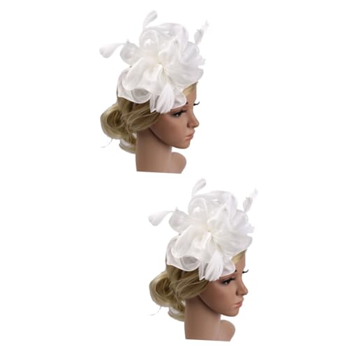 MAGICLULU 2St bandana stirnband Damen Fascinator mit Schleier Haarband Tarnmütze Kappen Stirnband für Hochzeit Haar Accessoires Strasssteine Kopfbedeckung Zylinder Haarnadel Fräulein Schal von MAGICLULU