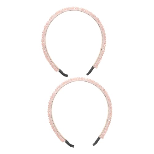 MAGICLULU 2St barockes Strasshaar hair accessories for hochzeitshaar schmuck glitzerndes Haarband Kristall Stirnband Frauen Haargummi haarschmuck glänzendes Strass-Stirnband Anmut Rosa von MAGICLULU