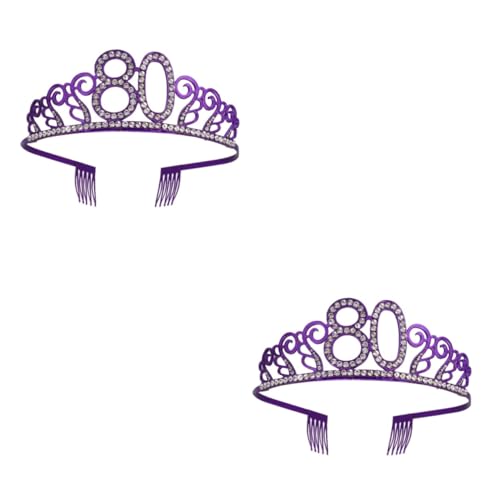 MAGICLULU 2St frauen kopfschmuck Haarschmuck haarband alles zum Geburtstag Mama Brautgeschenk 80 Tiara Stirnband Zahl Krone geburtstagstorte dekoration Kuchen schmücken Geburtstagshut von MAGICLULU