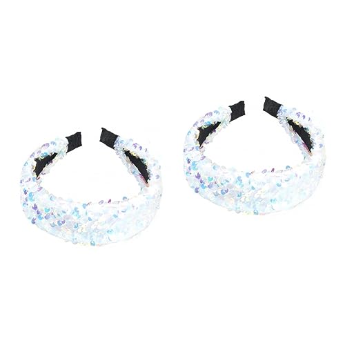 MAGICLULU 2St Perlenstirnband Meerjungfrau-Stirnband modische Stirnbänder pailletten sequin halstuch damen elastische Haargummis Frauen Haarreifen Haarband für Frauen Weben Schal Kopftasche von MAGICLULU