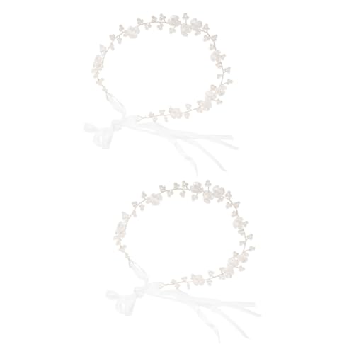 MAGICLULU 2St haarband perlen haarreif hochzeit Brauthaarreben für die Hochzeit Blumenkopfschmuck Tiara Haarschmuck für die Hochzeit braut hochzeit kopfschmuck Erstkommunion Krone Metall von MAGICLULU