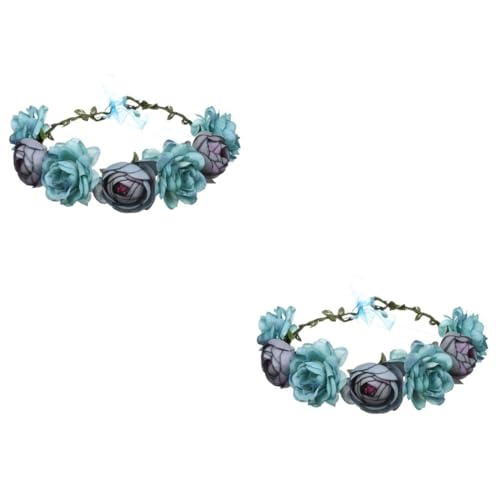 MAGICLULU 2St hochzeit kopfschmuck hochzeitshaar schmuck wedding hair accessories blumenkrone haarschmuck Blumengirlande Rosenkranz Blumenkopfschmuck die Blumen Kopfbedeckung Stirnband Braut von MAGICLULU