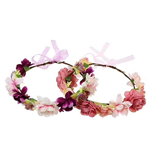 MAGICLULU 2St künstlicher Blumenkranz Blumenhaarband hair accessories for girls Sonnenblumenkranz Haarschmuck für Damen Blumengirlande Haargummis Haarschmuck mit Blumen von MAGICLULU