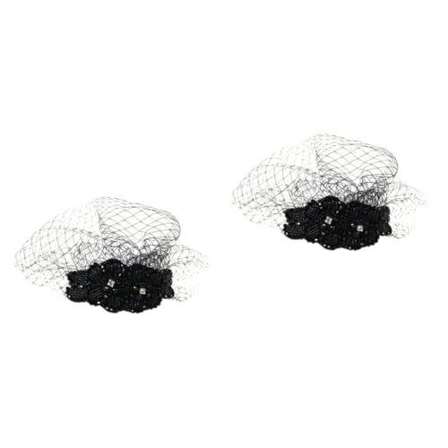 MAGICLULU Haarschmuck 2st Kopfbedeckung Aus Mesh Für Damen Abschlussball-tiara Damen Hut Fascinator-hut Für Damen Augenschleier Maske Kopfschmuck Mesh Mädchen Hut Charme Stirnband Braut von MAGICLULU