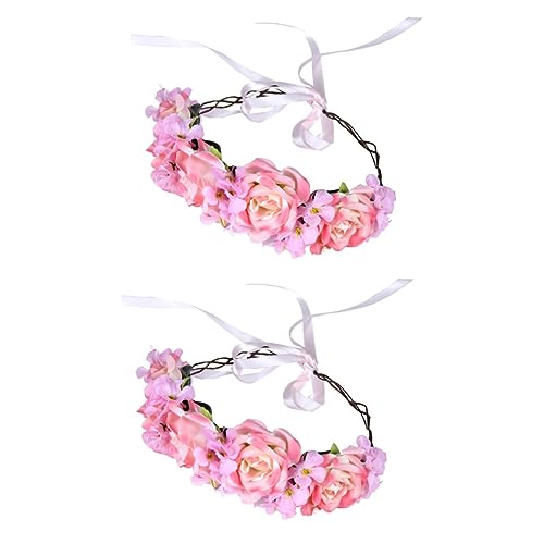 MAGICLULU 2St verstellbares Blumenstirnband Blumenhaarbänder für die Hochzeit Tiara Haargummi Blumenkranz-Stirnband Blumenkranz Stirnband Krone die Kopfbedeckung große Rose Strand MAGICLULU 2St verstellbares Blumenstirnband Blumenhaarbänder für die Hochzeit Tiara Haargummi Blumenkranz-Stirnband Blumenkranz Stirnband Krone die Kopfbedeckung große Rose Strand von MAGICLULU