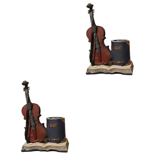 MAGICLULU 2er-Box Coole Stifthalter Musikalische Statuen Violine-verzierung Violine Figur Vintage Stifthalter Violine-Statue-skulptur Stifthalter Für Violine Jahrgang Kosmetik Student von MAGICLULU