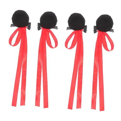 MAGICLULU 2paare Pompon-haarspangen Für Mädchen Party-haarschmuck Cosplay-haarschmuck Mit Schleife Für Geburtstage Tägliches Haar-accessoire Langlebig Und Robust von MAGICLULU