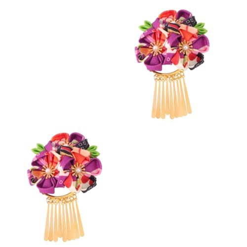 MAGICLULU 2st Blumen Für Haarschmuck Japanischer Haarschmuck Haargummis Für Mädchen Frauen Tiara Für Mädchen Japanische Haarspange Japanischer Bobby Haarquaste Zubehör Hibiskus Violett Damen von MAGICLULU