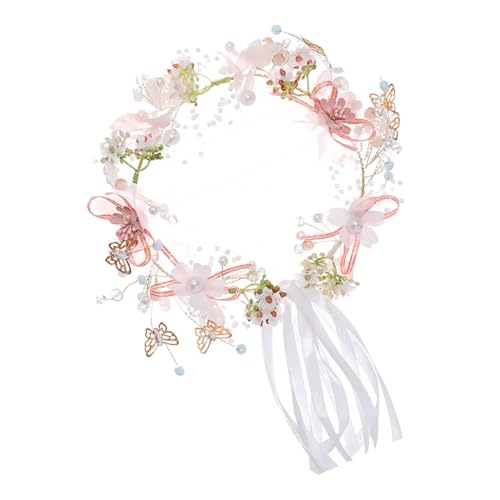 MAGICLULU 2st Brautkranz Stirnband Haarperlen Strass-haarband Florale Braut Stirnband Mit Blumenmuster Hochzeitsgirlande Stirnband Strass-stirnbänder Mädchen Brautjungfer Stoff Krone von MAGICLULU