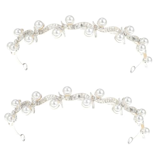 MAGICLULU 2st Brautkrone Stirnband Kreativer Perlenkopfschmuck Braut Haarband Perlenstirnband Mädchen Haarschnitt Dekor Stirnbänder Mit Perlen Hochzeit Frau Empfindlich Legierung Zubehör von MAGICLULU