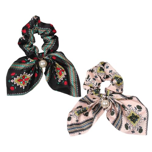 MAGICLULU 2st Farbiges Haarband Haargummis Mit Schleife Haarband Scrunchie Pferdeschwanz-halter-schal Satinschals Schal Mit Kapuze Damen Haarbänder Perle Polyester Krawatte Haarring Fräulein von MAGICLULU