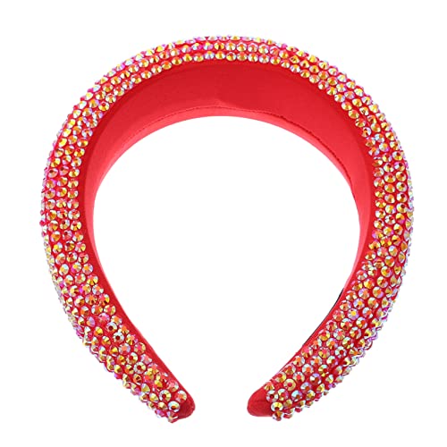 MAGICLULU 2st Full Diamond Stirnband Mit Breiter Krempe Kristall-haaranhänger Haarbänder Für Damenhaar Stirnband Aus Strassschwamm Mädchen Geschenk Voller Diamant Rot Haarschmuck Stoff von MAGICLULU