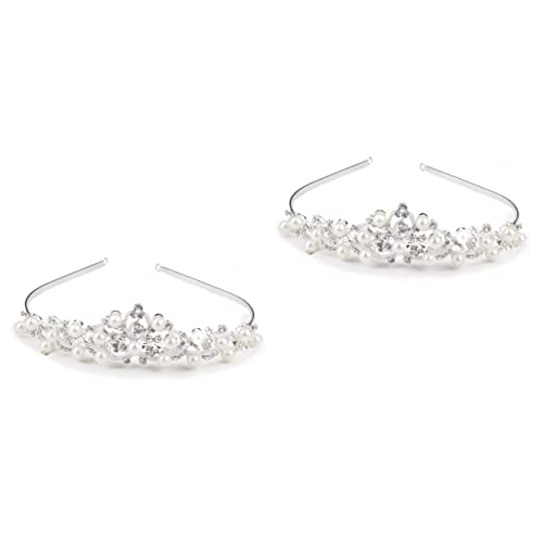 MAGICLULU 2st Haarklammer Schärpe Krone Für Frauen Hochzeit Haarspange Geburtstag Kristall Tiara Zubehör Strass Spiele Haarspange Für Die Braut Barockperlen Hut Stirnband Künstlich Fräulein von MAGICLULU