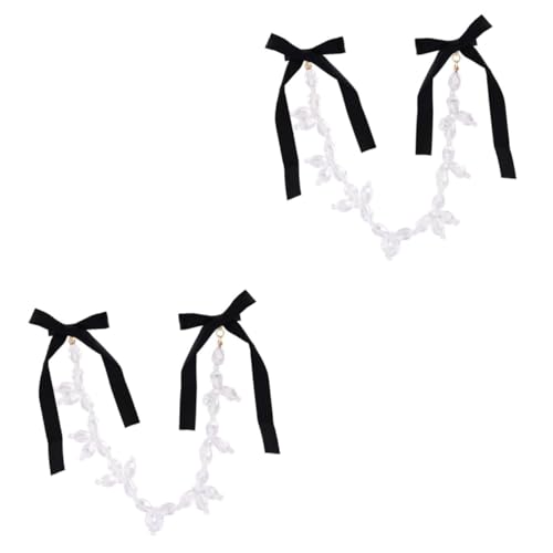 MAGICLULU 2st Haarnadel Schleifenclip Für Haare Hochzeit Haarspangen Baumelnde Kette Bowknot-clip Mädchen Haarschleifen Schleife Haarspange Schicker Kopfschmuck Quaste Stoff Braut Krawatte von MAGICLULU