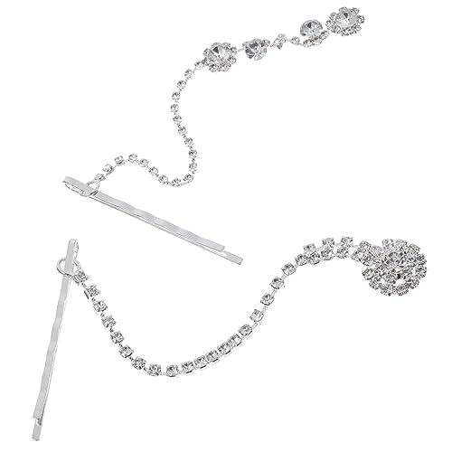 MAGICLULU 2st Haarschmuck Hochzeitsschmuck Für Die Braut Kristallkettenhaar Clips Für Haarketten Brautschmuck Kopfschmuck Legierung Strass Strasssteine Fräulein Europäisch Und Amerikanisch von MAGICLULU