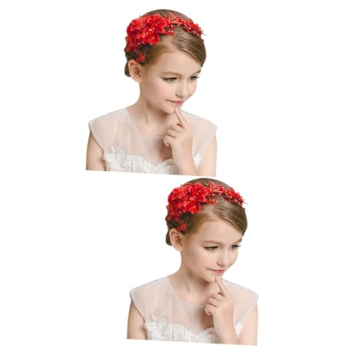 MAGICLULU 2st Kopfschmuck Für Kinder Haargummis Hochzeit Haarkamm Blumenmädchen-stirnband Kinderhaarreifen Kindergeschenke Hübsches Haarband Kinder Stirnbänder Haarschmuck Braut Rot Ziemlich von MAGICLULU