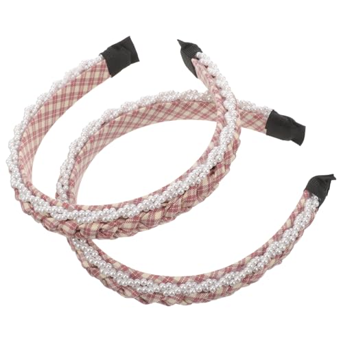 MAGICLULU 2st Kariertes Stirnband Kariertes Winterstirnband Geknotete Stirnbänder Für Mädchen Weihnachts-turban-stirnband Weihnachtsknoten Kopfbedeckung Tiara Haarschmuck Stoff Rot Binden von MAGICLULU