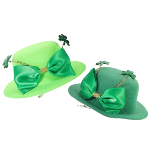 MAGICLULU Kleine Hüte 2St Klee Kopfschmuck Mini-St. Patricks Day Hüte st. Patricks Day Haarspangen Haarnadeln Haarschmuck für den Urlaub für Frauen Kleiderhüte für Damen charmant Hut von MAGICLULU