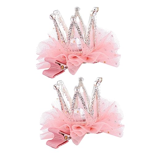 MAGICLULU 2st Kronen-haarspange Aus Dreidimensionalem Mesh Das Blitzkostüm Netz-prinzessin-tiara-haarnadel Kleider Für Kinder Kinder-outfits Haarspangen Mädchen Rosa Gittergewebe Kleidung von MAGICLULU