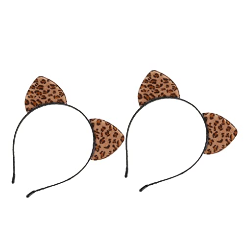 MAGICLULU 2st Leopard-katze-ohr-stirnband Cosplay-outfits Katzenhaarband Kostümschmuck Outfit Für Mädchen Kuscheltiere Für Mädchen Schwarze Tiara Damen Metallischer Stoff Fuchs Südkorea von MAGICLULU