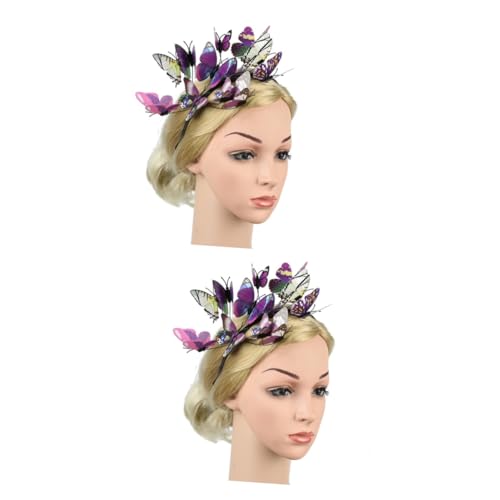 MAGICLULU 2st Party-haarschmuck Frauen Stirnband Einfaches Stirnband Fascinator-hut Damen Stirnbänder Schmetterling Kopfschmuck Braut Kopfschmuck Das Foto Violett Hochzeitskleid Reisen von MAGICLULU