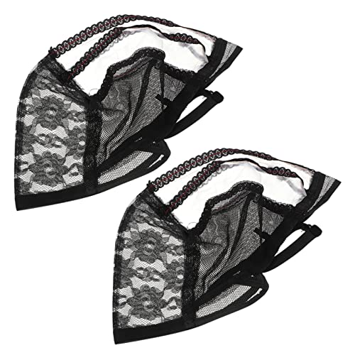 MAGICLULU Polyester-perücken-netzkappen 2 Stück Damen- Perückennetz Spitzennetz Schwarz 58 Cm Bequem Atmungsaktiv von MAGICLULU
