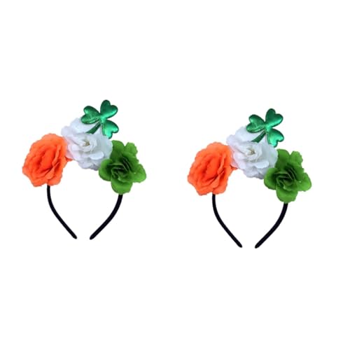 MAGICLULU 2st Haare Für Das Festival Stirnband Smaragd Grüne Haargummis Patrick Bateman-kostüm Kopf Boppers St. Patrick Day Haarschmuck Kleeblatt-haarband Kopfbedeckung Damen Kleidung Hut von MAGICLULU